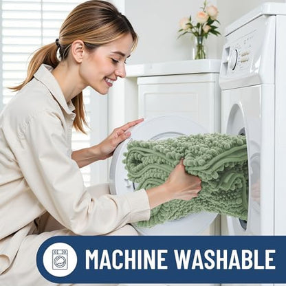 Smiry Bathroom Rugs 32X20, Extra Soft Rubber Backing Chenille Bath Mats