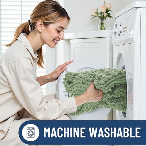Smiry Bathroom Rugs 71X47, Extra Soft Rubber Backing Chenille Bath Mats