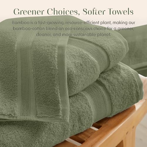 Springtree Home Luxury Bamboo Rayon Bath Towel Set | 6-Piece Set | Lily Pad