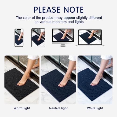 SUBRTEX Bathroom Rugs, 24" x 44" Chenille Bath Rug Soft Short Plush Bath Mat Soft Shower Mat Water Absorbent Shower Mat Quick Dry Machine Washable, Navy