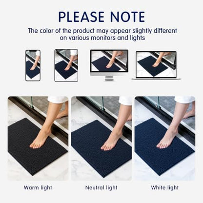 SUBRTEX Bathroom Rugs, 24" x 44" Chenille Bath Rug Soft Short Plush Bath Mat Soft Shower Mat Water Absorbent Shower Mat Quick Dry Machine Washable, Navy