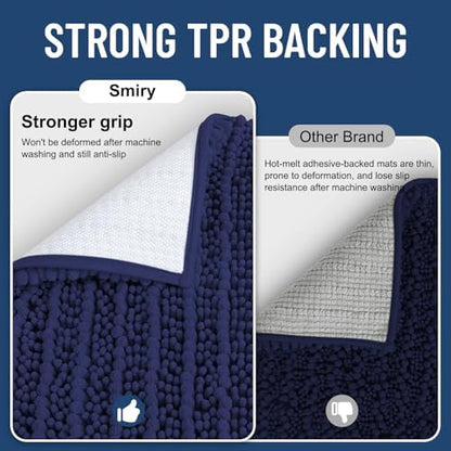 Smiry Bathroom Rugs 44X24, Extra Soft Rubber Backing Chenille Bath Mats