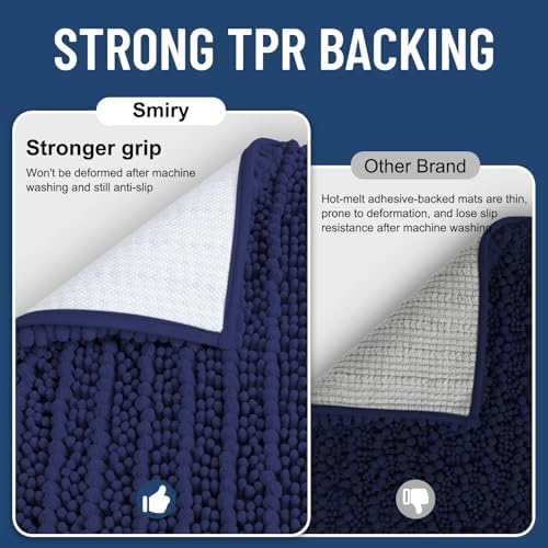 Smiry Bathroom Rugs 30X20, Extra Soft Rubber Backing Chenille Bath Mats