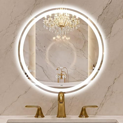 Round LED Bathroom Mirror with Lights, 20 Inch Circle Lighted Vanity Mirror