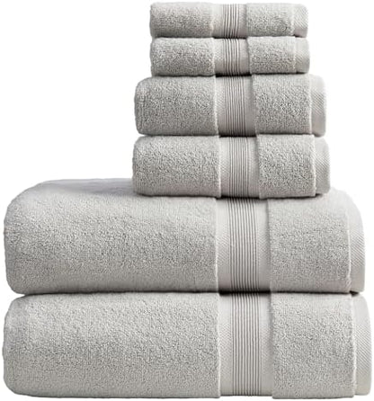 Springtree Home Luxury Bamboo Rayon Bath Towel Set | 6-Piece Set | Grey