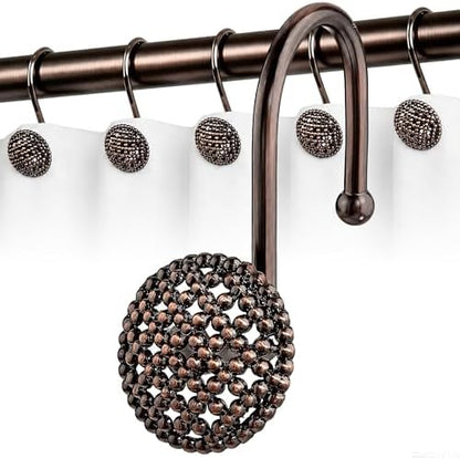 Pearlbee Bronze Shower Curtain Hooks, 12pcs,