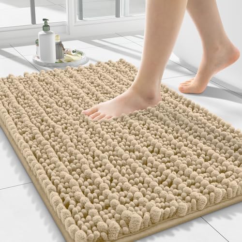 Smiry Bathroom Rugs 24X16, Extra Soft Rubber Backing Chenille Bath Mats