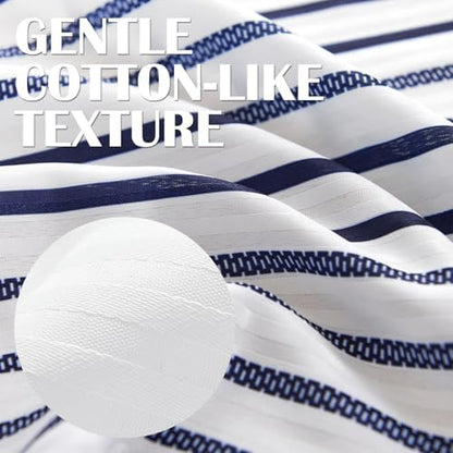 jinchan Navy Blue and White Shower Curtain for Bathroom Modern Farmhouse Striped Waterproof Fabric Shower Curtain Set with 12 Hooks Machine Washable 70x72 Inches