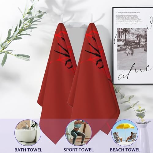 Red Spider Web Hand Towels Black Spider Halloween Bath Towel Set of 2 Soft Kitchen Dish Towels Decorative Bathroom Face Towels for Guest Gym Yoga 28 x 14 Inch