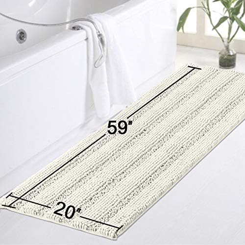 Turquoize Bathroom Runner Rug 20"x59", Soft Absorbent Chenille Bath Rug