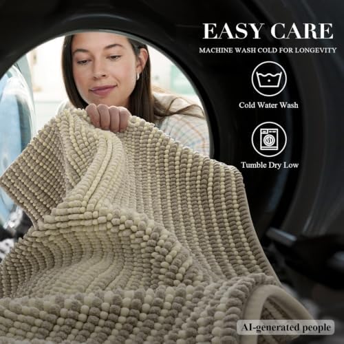 BSICPRO Bathroom Rugs, 17x24 Chenille Bath Mats, Sand