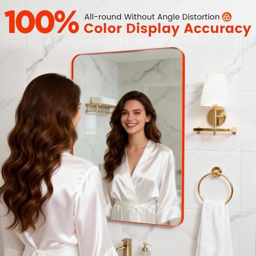 18"x24" Matte Orange Bathroom Mirrors for Over Sink