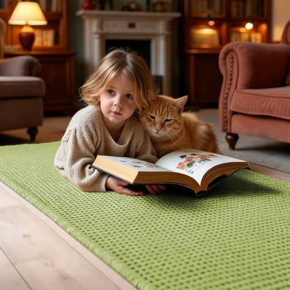 IM HOME Waffle Bath Mat Sage Green 36"x24", Boho Woven Modern Bath Mat Rugs, Absorbent Non Slip Bathroom Rugs, Soft Washable Bath Rugs with Tassels for Bathroom, Bedroom, Kitchen, Shower, Tub