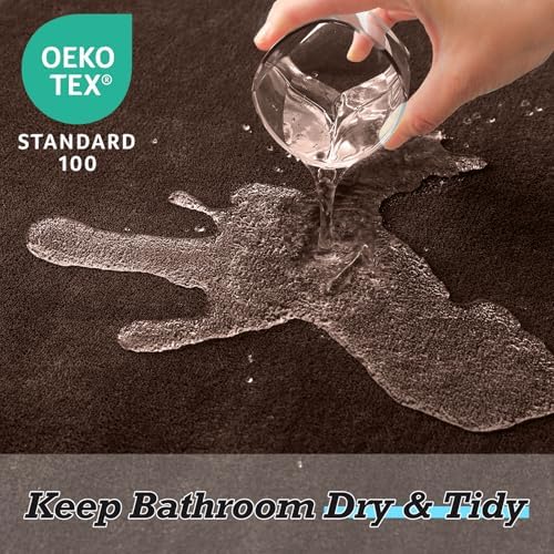 HUXMEYSON Bathroom Rugs Sets 2 Piece, Non-Slip & Quick Dry Bath Mat Set, Ultra Soft Velvet Bath Rugs for Bathroom, Toilet and Shower Floor, Brown