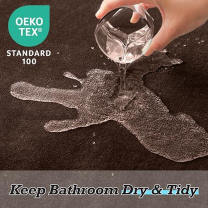 HUXMEYSON Bathroom Rugs Sets 2 Piece, Non-Slip & Quick Dry Bath Mat Set, Ultra Soft Velvet Bath Rugs for Bathroom, Toilet and Shower Floor, Brown