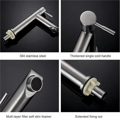 Faucet Faucet 1/2Inch 304 Stainless Steel Single Cold Water Tap Gold Black Silver Color Deck Mounted Basin Sink Faucet(Gold) Faucet