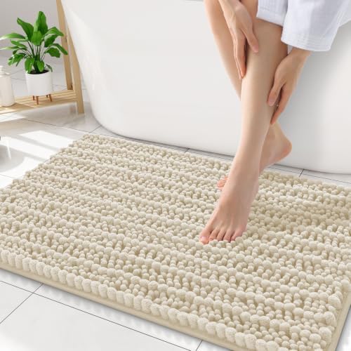 Smiry Bathroom Rugs 34X21, Extra Soft Rubber Backing Chenille Bath Mats