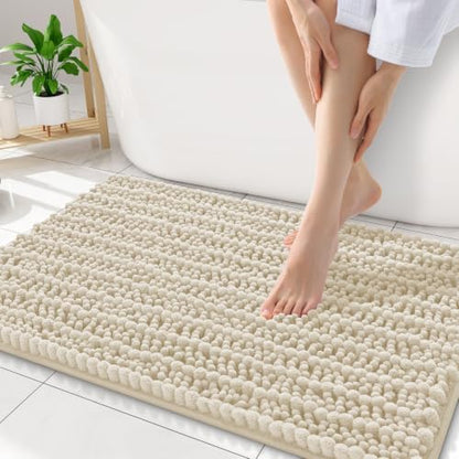 Smiry Bathroom Rugs 34X21, Extra Soft Rubber Backing Chenille Bath Mats