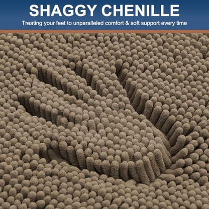 Smiry Chenille Bathroom Rugs Sets 2 Piece (36x24+30x20, Camel)