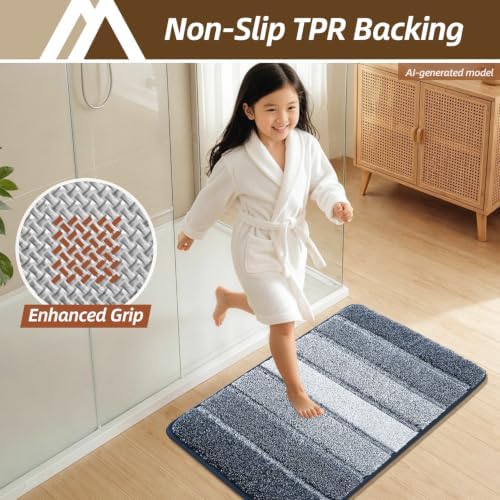 COSY HOMEER Bathroom Rugs 59x20,Ultra Soft Absorbent Bath Mat,Dark Blue