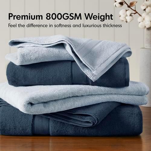 Madison Park Cotton Bath Sheet 2P Oversized, 800GSM, 34" x 68" Slate Blue