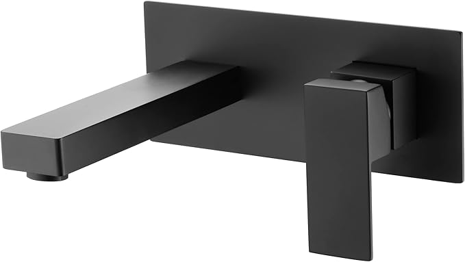 SUMERAIN Matte Black Wall Mount Bathroom Sink Faucet Lavatory Vessel Faucet, Brass Rough-in Valve Included