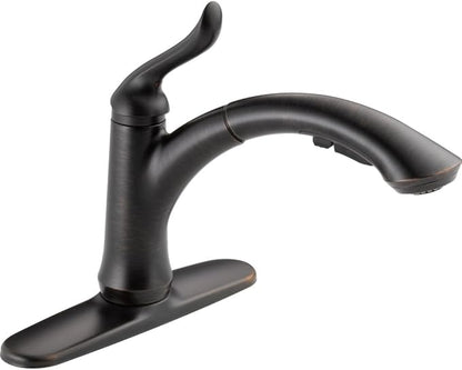 Delta Faucet Linden Pull Out Kitchen Faucet, Oil Rubbed Bronze Kitchen Sink Faucet, Kitchen Faucet with Pull Out Sprayer, Venetian Bronze 4353-RB-DST
