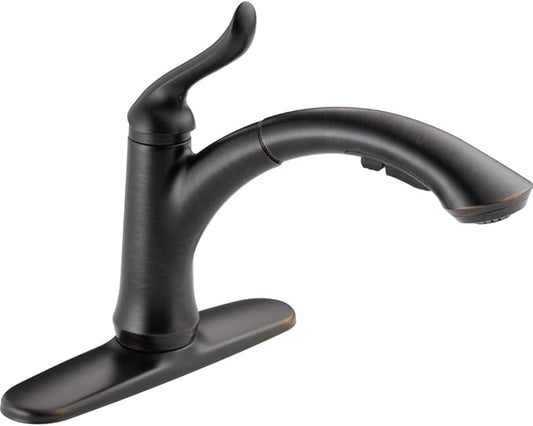 Delta Faucet Linden Pull Out Kitchen Faucet, Oil Rubbed Bronze Kitchen Sink Faucet, Kitchen Faucet with Pull Out Sprayer, Venetian Bronze 4353-RB-DST