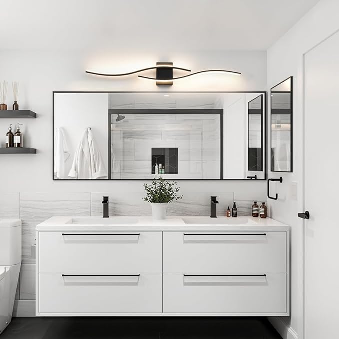 Black Vanity Lights Fixtures Over Mirror, Modern LED Bathroom Light Fixture with Remote Control, 3CCT Dimmable Bathroom Vanity Light 40.5 inch Wall Sconce Lighting for Bedroom, Living Room