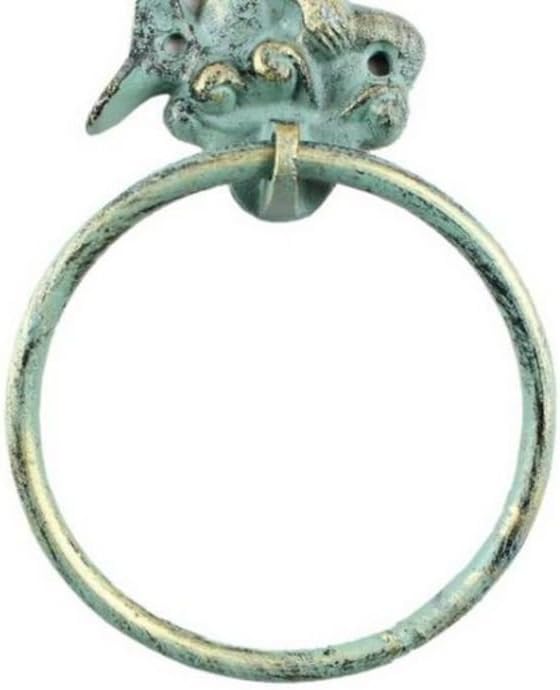 Antique Bronze Cast Iron Mermaid Towel Holder 8.5 Inch - Mermaid Decoration - Metal Wall Art