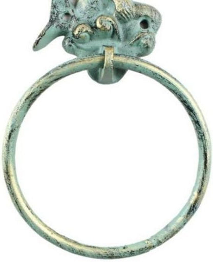 Antique Bronze Cast Iron Mermaid Towel Holder 8.5 Inch - Mermaid Decoration - Metal Wall Art