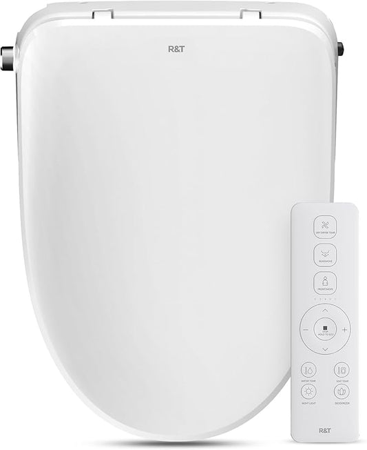 R&T Bidet Toilet Seat Elongated with Heated Seat, Instant Warm Water & Warm Air Dryer - Electric Bidet with Adjustable Water Pressure, Stainless Steel Nozzle, Soft Close V3200-2