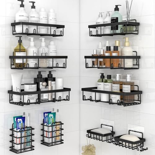 Liuoud 10 Pack Shower Caddy for Inside shower, Black Bathroom Storage Decor