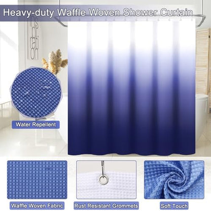 XLHOMO 32PCS Bathroom Sets with Shower Curtain and Rugs Navy Blue Shower Curtain Set 3PCS Soap Dispenser Bathroom Accessories with Bathroom Trash Can