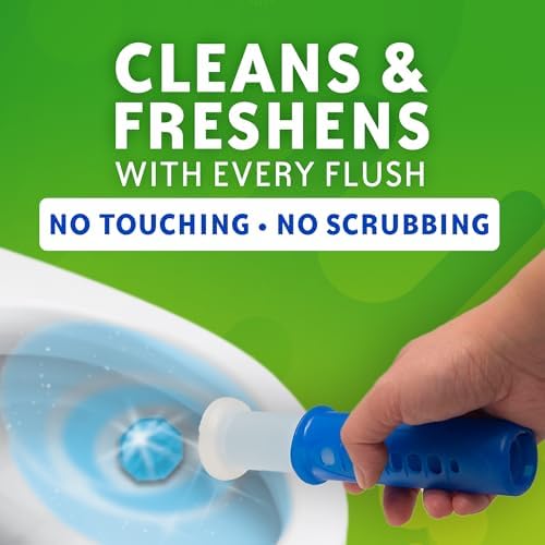 Scrubbing Bubbles Toilet Bowl Cleaning Stamps, Keeps Toilet Clean and Helps Prevent Limescale and Rings, Rainshower Scent, 1 Dispenser with 24 Stamps