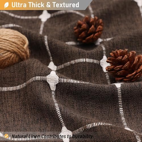 BTTN Stall Boho Farmhouse Linen Heavy Duty Shower Curtain Set, 36x72, Brown