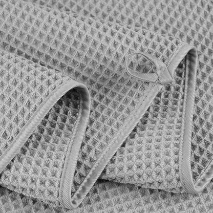 POLYTE 430 GSM Poly Blend Microfiber Quick Dry Waffle Bath Towel Set of 6