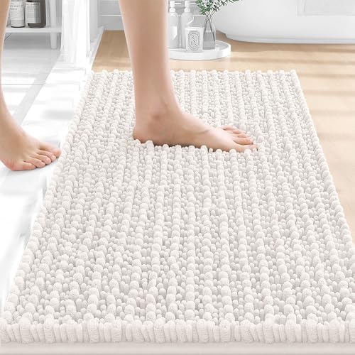 OLANLY Small Bathroom Rugs 24x16, Thick Soft Absorbent Chenille Bath Rugs