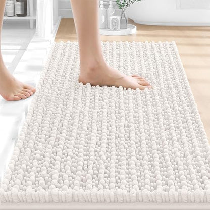 OLANLY Small Bathroom Rugs 24x16, Thick Soft Absorbent Chenille Bath Rugs