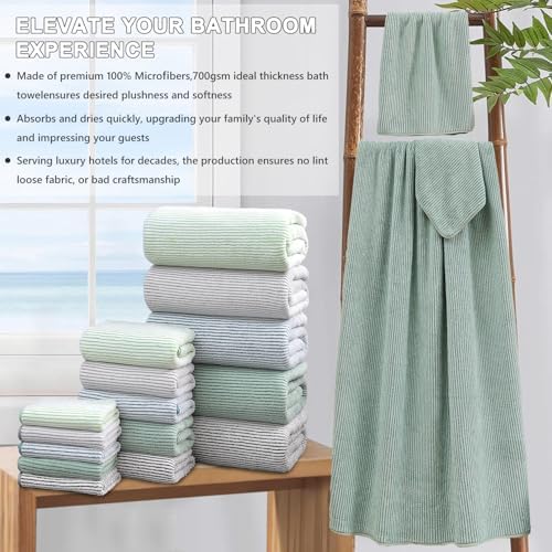4 Piece Bath Towel Set 35"x70"Oversized Bath Towel for Bathroom Ultra Soft Fluffy Extra Large Bath Sheet Luxury Premium Bathroom Towel Highly Absorbent Quick Dry Shower Towel for Hotel Spa,Green