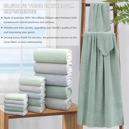 4 Piece Bath Towel Set 35"x70"Oversized Bath Towel for Bathroom Ultra Soft Fluffy Extra Large Bath Sheet Luxury Premium Bathroom Towel Highly Absorbent Quick Dry Shower Towel for Hotel Spa,Green