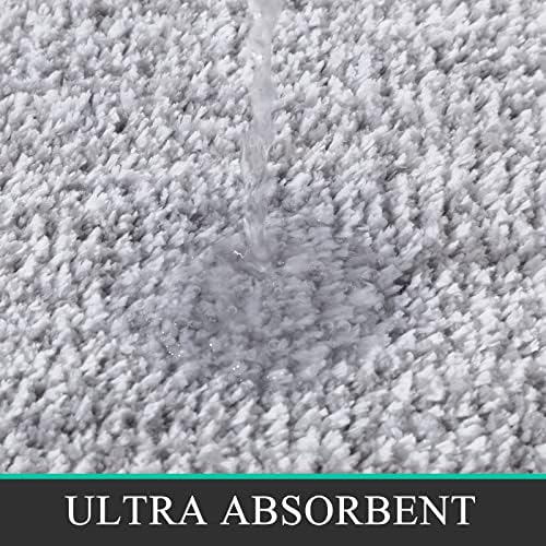 Pauwer Bathroom Rugs Sets 2 Piece, Non Slip Washable Bath Mat, Light Grey
