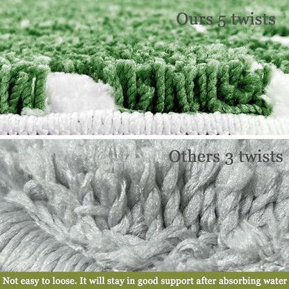 Dark Green U Shaped Toilet Mat for Bathroom Floor 24x20 Non Slip Washable Water Absorbent Cute Bathroom Decor Leaf Contour Bath Mat