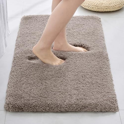 Disolla Taupe Grey Bathroom Rug 17x24 - Non-Slip Plush Small Bath Mat, Highly Absorbent & Ultra Soft Fluffy Floor Mat, Machine Washable for Shower and Tub