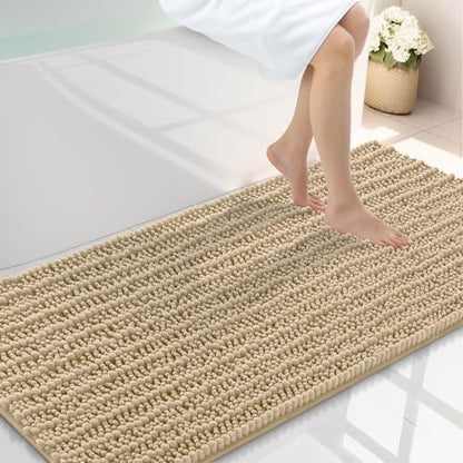 Smiry Bathroom Rugs 47X24, Extra Soft Rubber Backing Chenille Bath Mats