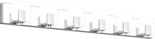 SOLFART Vanity Lighting Fixtures Stainless Steel Acrylic Chrome Vanity Lights Modern LED 6 Lights Bathroom Light