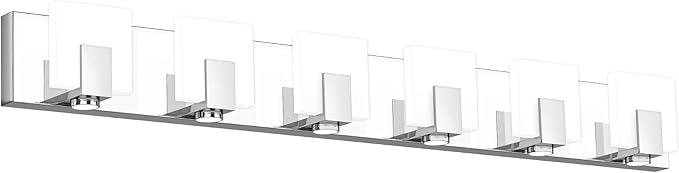 SOLFART Vanity Lights Chrome Finish Modern Bathroom Light Dimmable Vanity Lighting Fixtures 6 Lights LED Light
