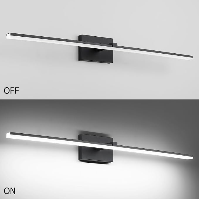 40in Bathroom Light Fixtures Black Modern LED Vanity Lights Bar for Bathroom 5CCT Dimmable 28W Lighting Fixtures for Bath Wall