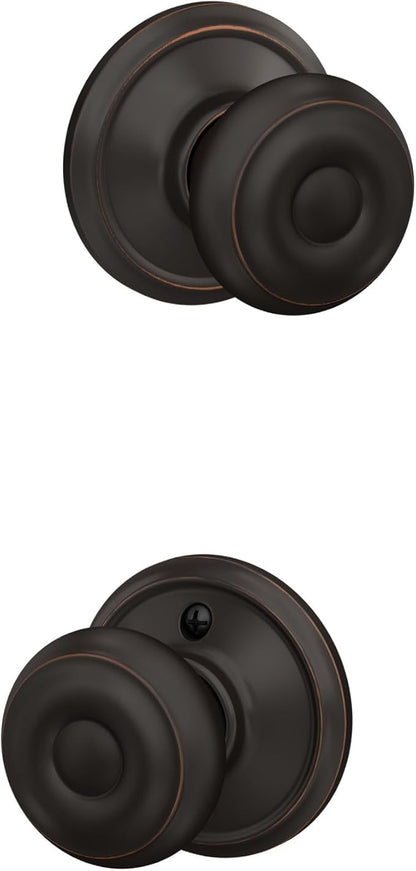 Schlage F10 GEO 716 Georgian Door Knob, Hall & Closet Passage Lock, Aged Bronze