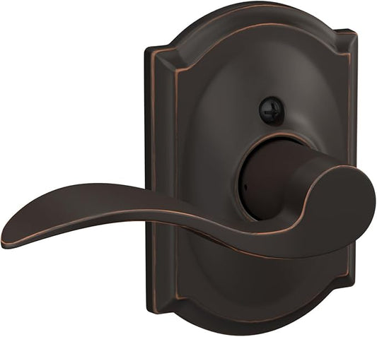 Schlage F170 ACC 716 CAM RH Right Handed Accent Door Lever with Camelot Trim, One Sided Non-Turning Dummy Door Handle, Aged Bronze